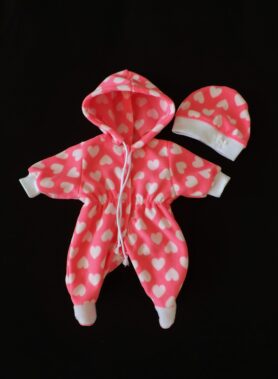 Roosa südametega kombe + müts